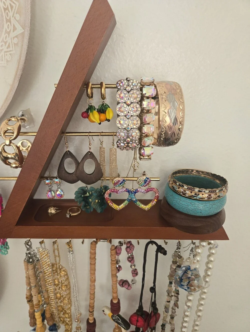 Handmade Wooden Vanity Wall Shelf Jewelry Organizer & Display